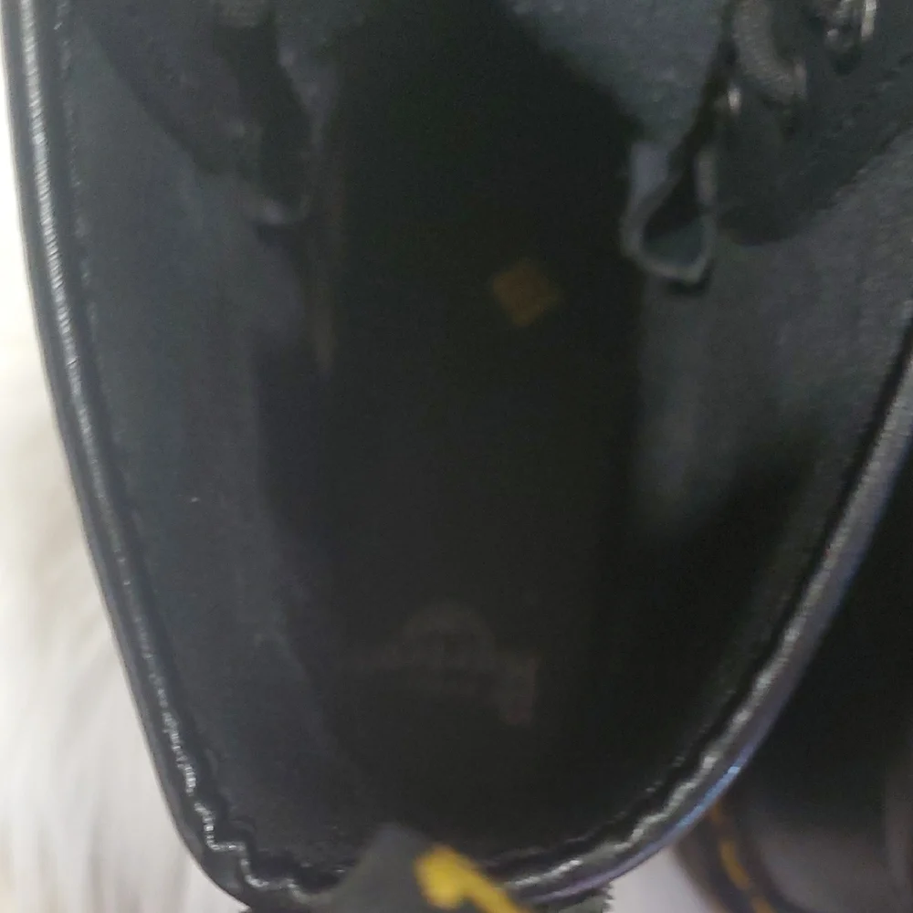 Dr. Martens Black Unisex Leather Boots with Yellow Accents - Picture 10 of 17